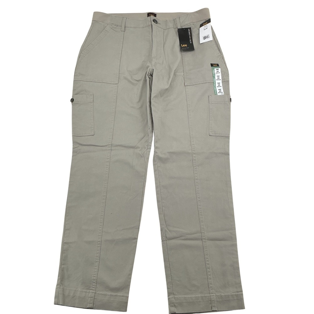 Lee Utility Pants Womens 16M Salina Stone Straight Leg Ultra Lux Comfort Cargo